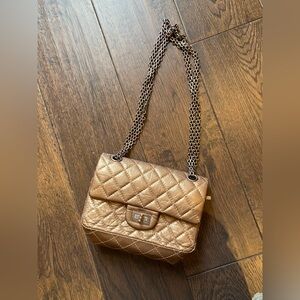 Chanel 2.55 Mini Reissue Double flap Bronze Gold Aged Calfskin Bag